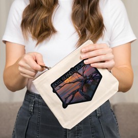 Lantern Press Jekyll Island, Georgia, Driftwood and Sunset, 100% Cotton Zipper Pouch, Travel Accessory, Go Bag