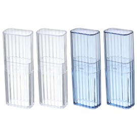 4 Pieces Portable Cotton Swab Holder Mini Dental Floss Storage Box Travel Cotton Swab Case Floss Pick Dispenser Travel Storage Case for Floss Sticks Cotton Swabs Hair Accessories, Clear, Clear-Blue