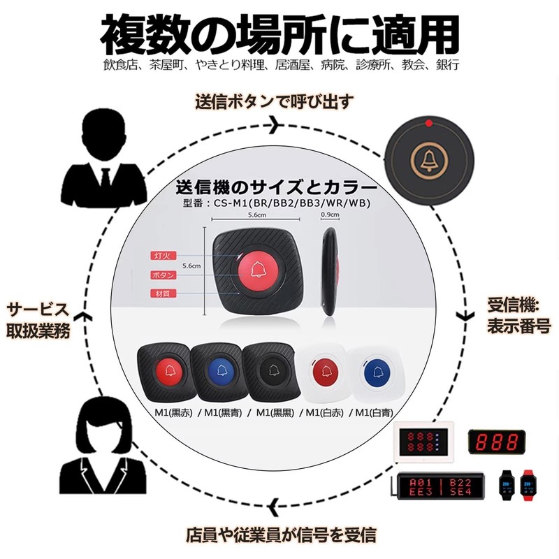 FLYDOG Wireless Call Bell Caregiver Pocket Bell Izakaya Restaurant Call