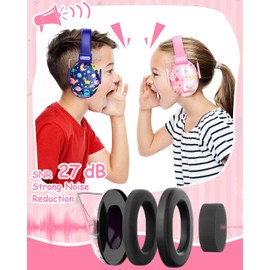 Dr.meter Ear Muffs for Noise Reduction - 27SNR Noise Cancelling Headphones for Kids with Adjustable Head Band - Kids Ear Protection for Monster Jam, Fireworks, Concerts and Football Game - Pink