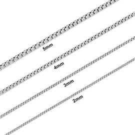 Bowisheet 4MM Square Rolo Chain Stainless Steel Round Box Chain Necklace Men Women Jewelry