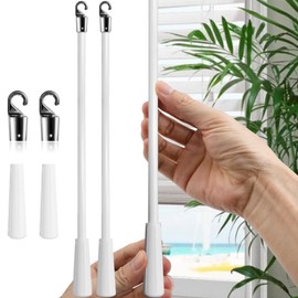 Blind Wand Replacement with Hook, 17 Inches White Fiberglass Blind Wand, Mini Blind Wand Replacement, Blind Tilt Wand for Window Pull Supplies (2 Pcs)