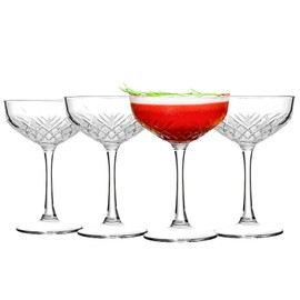 binsakao Martini Glasses Set of 4 - Coupe Glasses 8 Oz - Stemmed Martini Glasses - Elegant Cocktail Glasses for Parties, Gifts, Housewarming, Weddings, Aniversary 250 ml