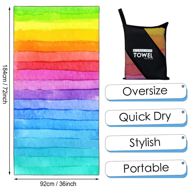 Zomer Beach Towel Large 90 x 180 cm Quick-Drying Microfibre