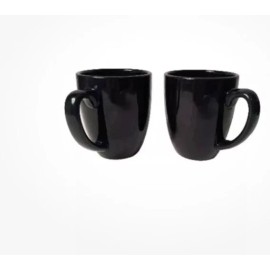 Royal Norfolk Stoneware Classic Black Cafe Mug 12 Oz Set Of 2 Traditional