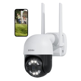 ZOSI 1080p WLAN Outdoor Surveillance Camera with Plug-in Power, 360° Pan Tilt, 2MP WLAN Dome Camera, AI Person and Vehicle Detection, C290