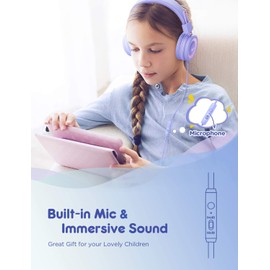 iClever Kids Headphones 2 Pack, Wired Headphones for Kids with MIC, 85/94dB Volume Control, Adjustable Headband, Foldable Headphones Kids on Ear for School Travel