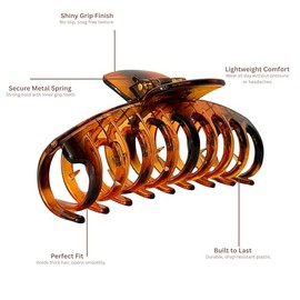 Marrie Large Hair Claw Clips for Thick Hair Nonslip Jumbo Hair Clamp Strong Big Hold Jaws Hair Styling Accessories for Women Girls Size 4.3 Inches (Brown)