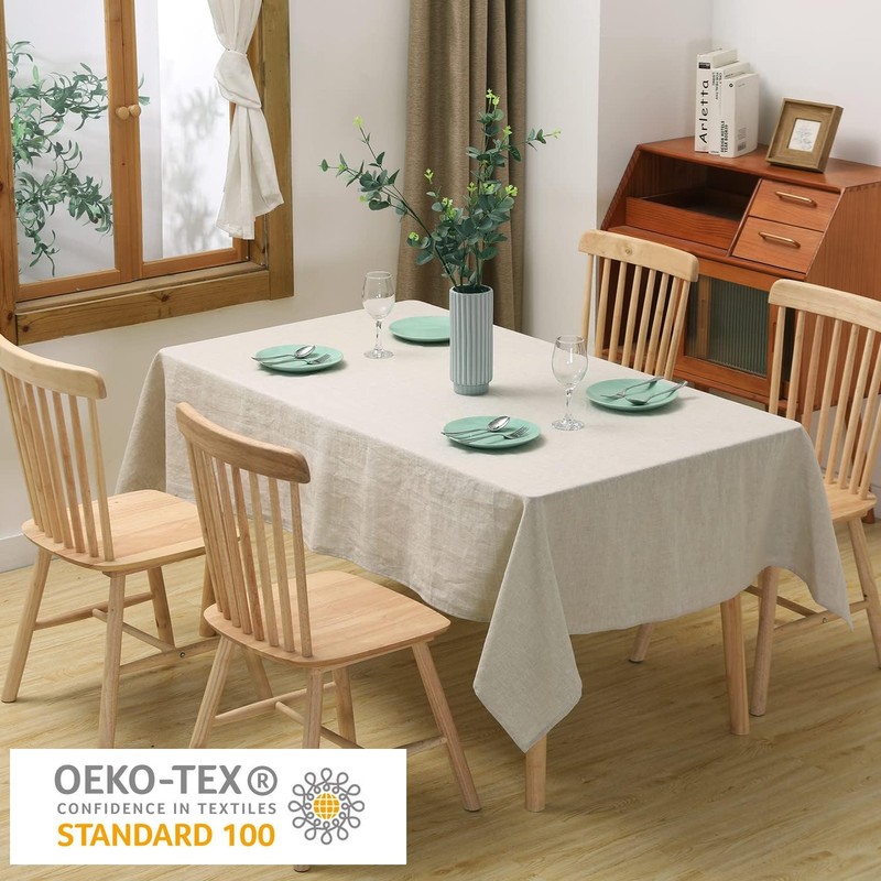 CHUFFED 100% Linen Tablecloth, Rectangular Tablecloth, High-Quality Linen Fabric Tablecloth