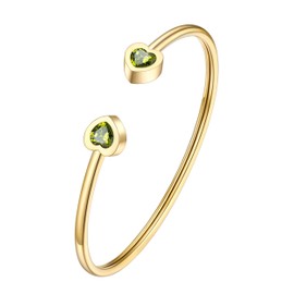 PROSTEEL August Birthstone Bracelet Peridot Jewelry 18K Gold Stainless Steel Heart Bangle Bracelet