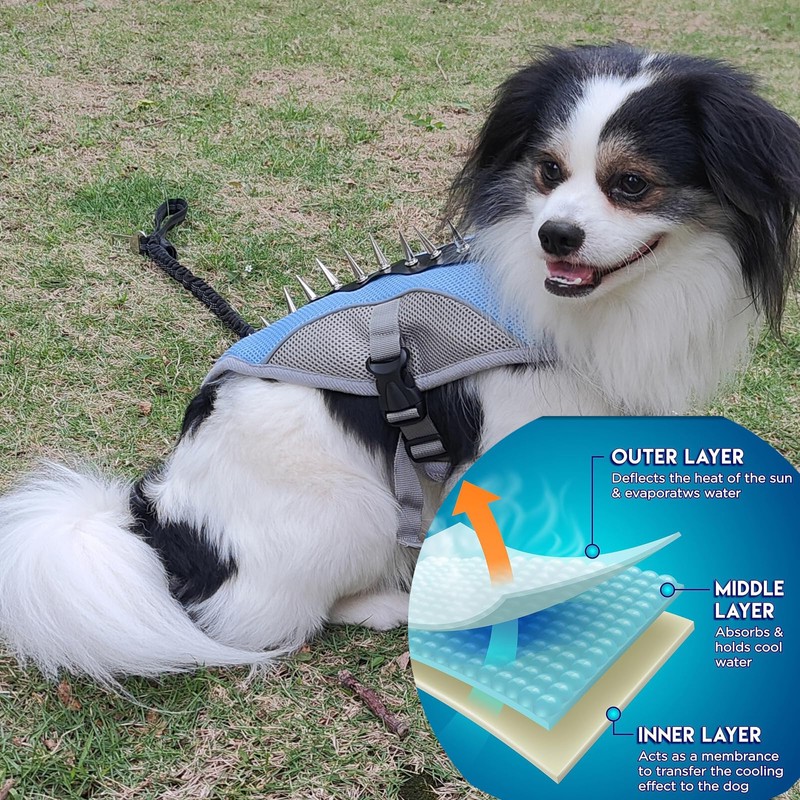 Dog Cooling Vest Summer Harness for Small Medium Reflective No