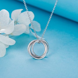 Annamate 40th Birthday Gifts for Women, 925 Sterling Silver Infinity 4 Circle Four Decades Necklace, Mom Gifts, Mothers Day Jewelry Birthday Gift 40th Birthday Gift Ideas