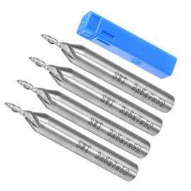 CoCud 2 mm Diameter 7mm Long 2-Blade Spiral End Mill Bit High Speed Steel Straight Milling Cutter (with Storage Case) - (Application: Plywood, Hardwood, Plastic), Set of 4