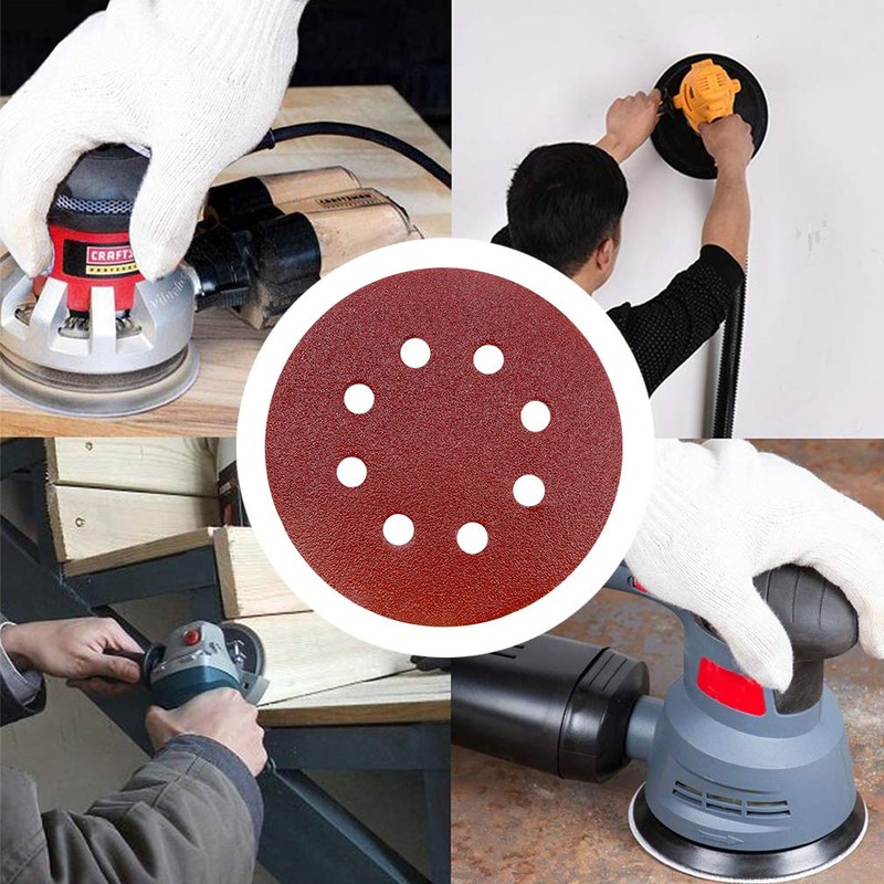 50 Pieces WooZuu 8 Holes Sanding Discs Pads 80 Grit