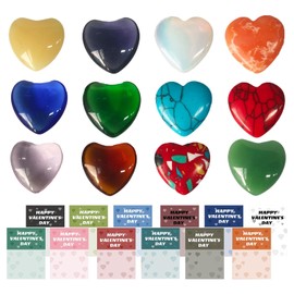 Valentines Cards with Heart Crystals - Valentines Cards with Heart-Shape Crystals - 24X Valentine Exchange Party Favors Love Crystal Gems for Kids