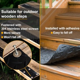 Rubber Outdoor Stair Treads for Wooden Steps Screw Down,31.5” x 4” (2 Pack) Non Slip Stair Grips Strips for Porch Steps,Dogs,Back Yard,Walkways,Rainy and Snowy Days.(Waterproof)