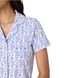 Zelbuck Womens Y2k Preppy Pajamas Set, 2 Piece Button Down Monkey Beach Shorts Set Holiday Vacation Loungewear Pjs for Jammies Back to School Party Birthday Gifts(Purple Monkey, XX-Large)