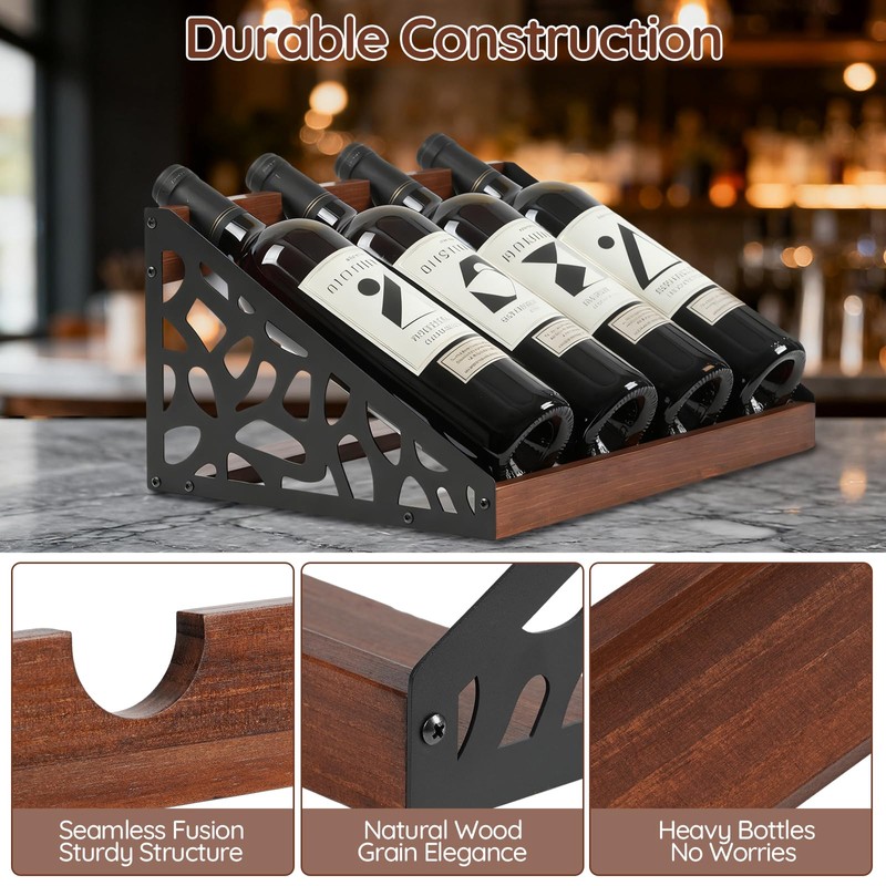 TRSPCWR 4-Bottle Rustic Countertop Wine Rack