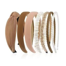 MUNSKT 7pcs Women's Headbands Set - Pearl & Plastic Hair Bands for Girls & Women, Fashion Headbands, Plastic Headband