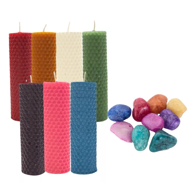 CEB Kit Velas De Miel Wicca 7 Chakras + 100