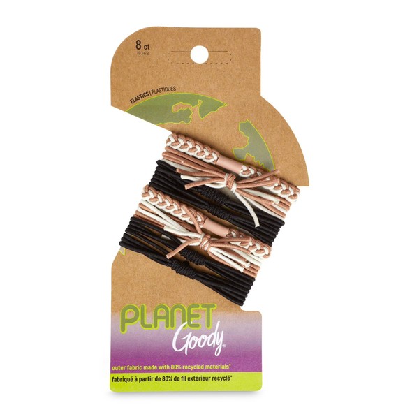Planet Goody Ouchless Bracelet Elastics 8ct Black, Cream and Blush