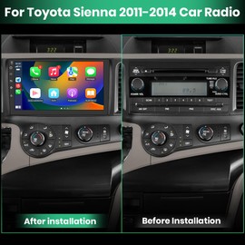 Android 13 Car Radio for Toyota Sienna 2011-2014 with Backup Camera, 9 Inch Touch Screen Stereo with Wireless CarPlay Android Auto/BT/GPS/FM/SWC Radio 2GB 64GB