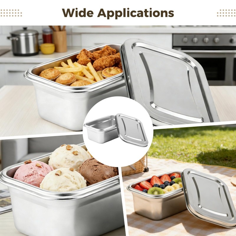 DORMIYA 2 Pcs Thickened Stainless Steel Food Keepers Set, Commercial