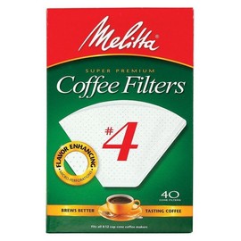 Melitta #4 Cone Paper Coffee Filter White - Measure Markings , 40 Count - 3 Pack