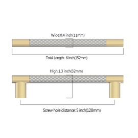 Asidrama 10 Pack 5 Inch(128mm) Knurled Brushed Nickel and Gold Kitchen Cabinet Handles,Cabinet Pulls Kitchen Cabinet Hardware Cupboard Handles Drawer Pulls