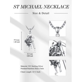 Swordgod Crucifix Necklace for Men 925 Sterling Silver Jesus Cross Necklace Crucifix Pendant Faith Religious Necklace Gift for Him with 2.0mm 22"+2" Rolo Chain