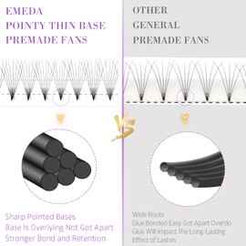 EMEDA 180 Fans Premade Fans Eyelash Extensions Pointy Base Thin Base 8D Stable D Curl Premade Lash Extensions Fans Pre Fanned Volume Lash Extensions (8D 0.07 D Mix 12mm)