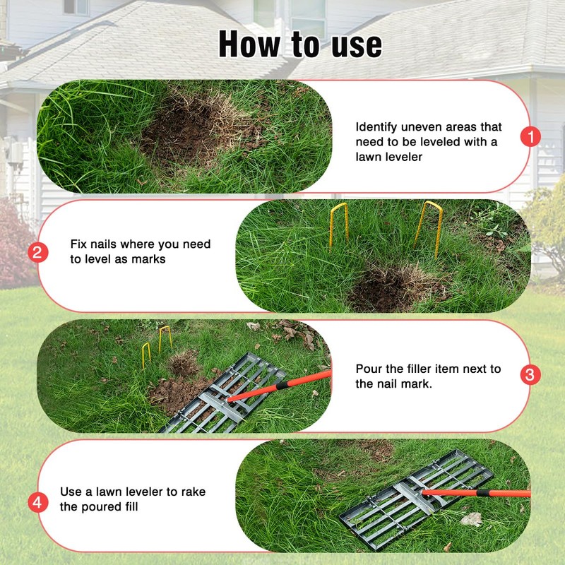 Zenhosit Lawn Leveling Rake - Lawn Leveler with 78" Adjustable