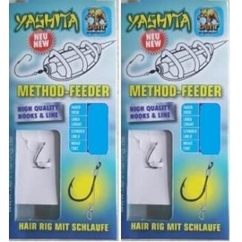 Set: 2 packs total of 12 pieces method feeder - leaders/elastic bait hair rig from Behr hook size of your choice carp (hook size 12 with loop)