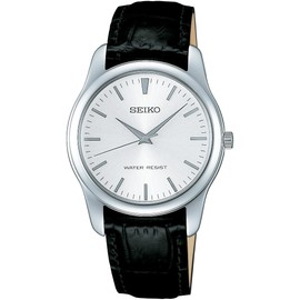 Seiko Selection Men's Quartz Pair, Silver/White/Band: Black (Cow Leather), Belt Type: