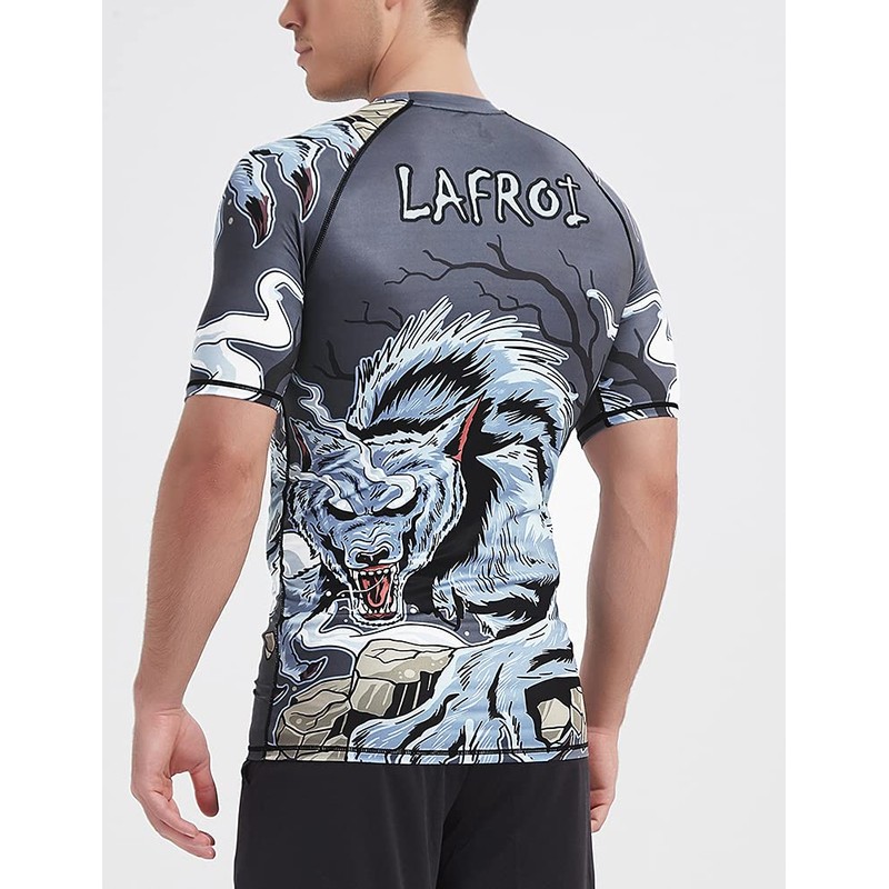 LAFROI CLY08D Men's Short-Sleeved Compression Shirt UPF 50+ Rash Guard,