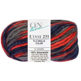 Online Line 231 Felt Wool Colour 100% Virgin Wool 0118 Grey Red Mix 50 g