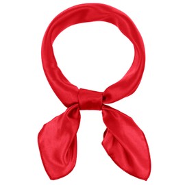 Tweruna 23.6 in Red Neck Scarf, Square Red Satin Scarf for Women, Soft Breathable Silk Scarves for Neck Scarves, Handbag Accessories