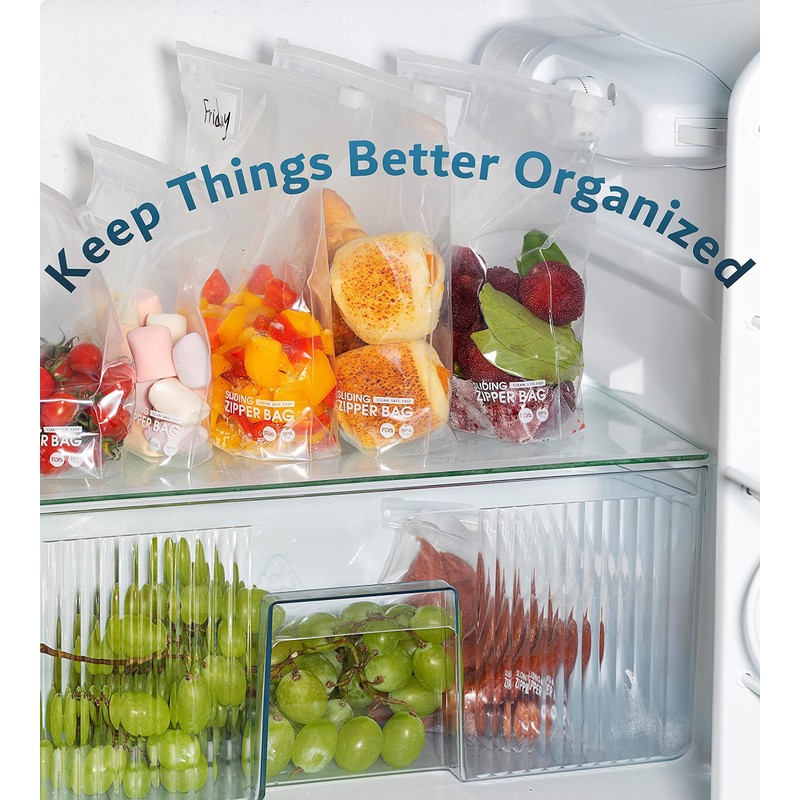 Gallon Slider Storage Bags- 100 Count, Featuring Expandable Bottom, Zero