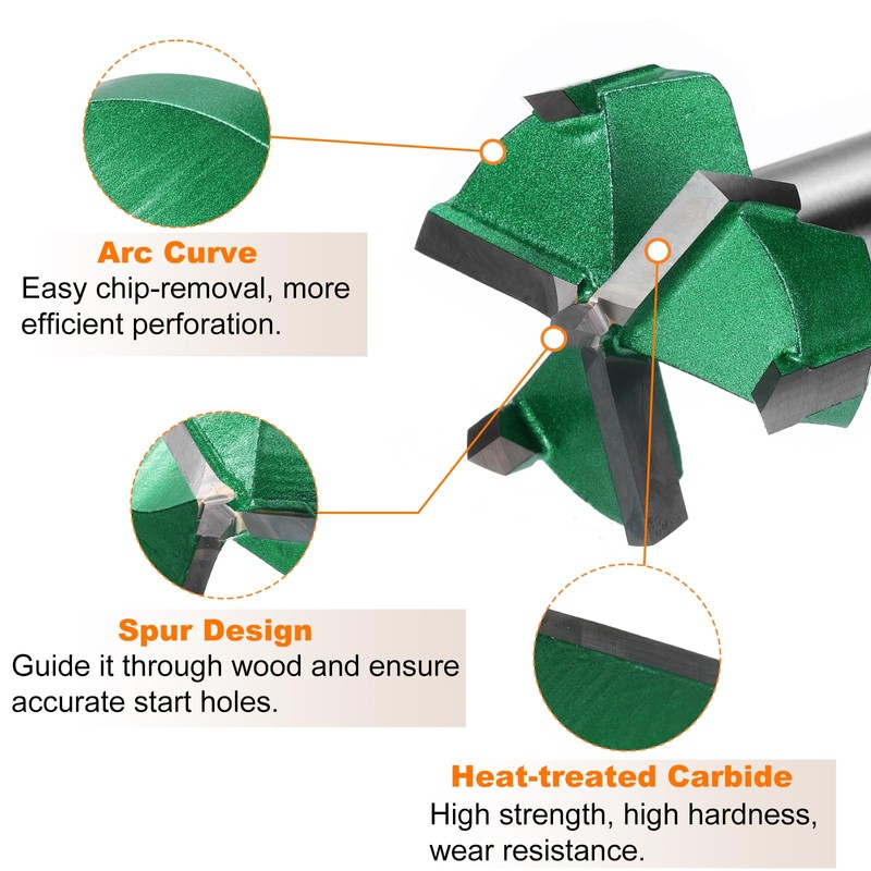 sourcing map 2pcs Forstner Drill Bits 1-3/16" (30mm) Carbide Upgraded