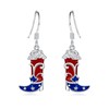 Patriotic American Flag Dangle Earrings for Women 925 Sterling Silver-4th