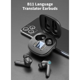 B11 Language Translator Earbuds with BT5.3, High Accuracy ENC Noise Reduction, Fast and Accurate Translation for Over 100 Languages, Ultra Long Battery Life