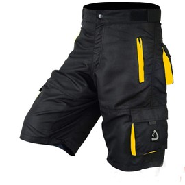 Deckra Mens Cycling Shorts MTB Mountain Biking Bike Padded Liner Shorts, Black Yellow (Ar-1), Medium