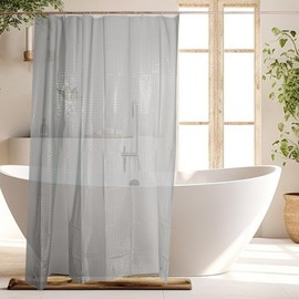 CAPASTEC 1 Set Waterproof Shower Curtain, EVA Bath Curtain with 3 Weight Magnet, 180 x 200 cm, Washable Shower Curtain with 12 Shower Curtain Rings for Bathroom, Bathtub, Shower Cubicle, Grey