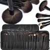 MACPLUS Fiber Bristle Makeup Brush Set with Black Leather Case-