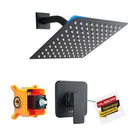 Kuzor Matte Black Shower Faucet Set - 304 Stainless Steel Shower Trim Kit with Brass Valve & 8 Inch Rotatable Square Shower Head - Easy Installation for Bathroom, Shower, RV