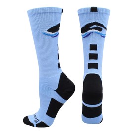 Swimmer Logo Athletic Crew Socks (Columbia Blue/Black, Large)