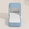 Woodten Elegant Sky Blue Ring Box Leather Engagement Ring Box