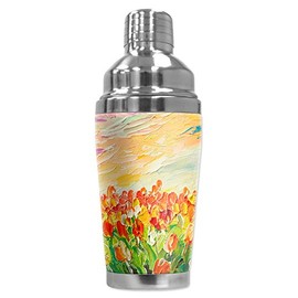 Mugzie 16 Ounce Stainless Steel Cocktail Shaker with Insulated Wetsuit Cover - Field of Lillies