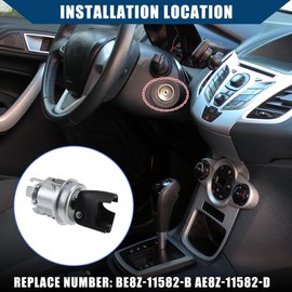 Hihaha Ignition Lock Cylinder with Keys for Ford Fiesta 2011-2019 / Ignition Lock Cylinder Switch/Durable/Metal / 2 Pcs/Silver Tone