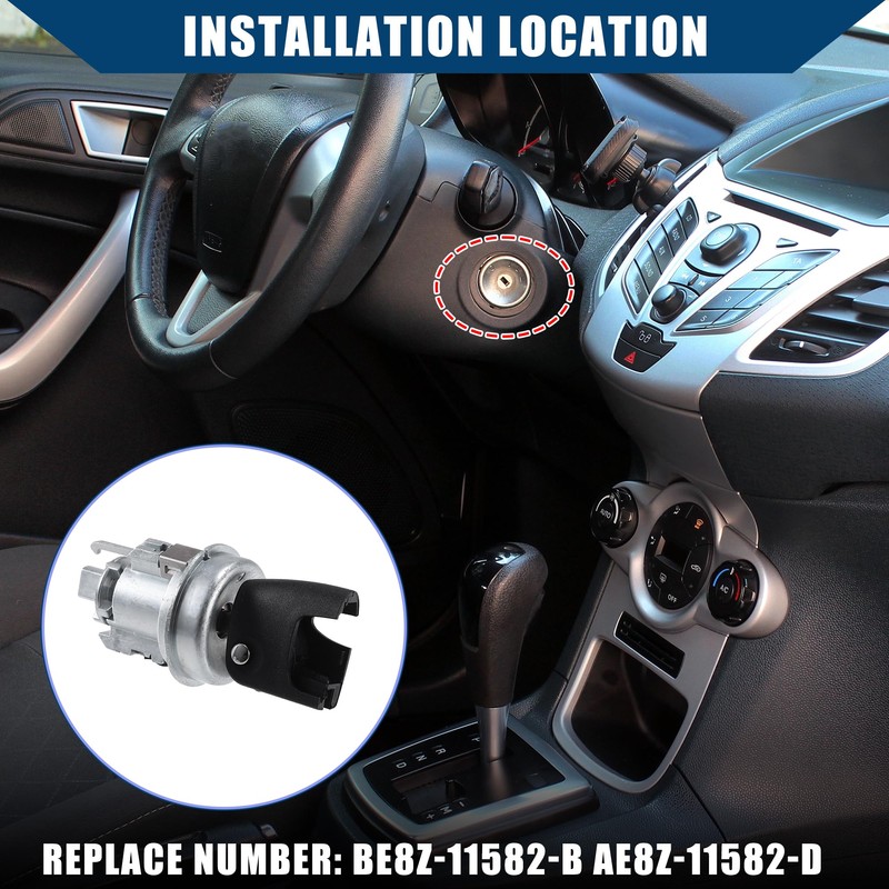 Hihaha Ignition Lock Cylinder with Keys for Ford Fiesta 2011-2019